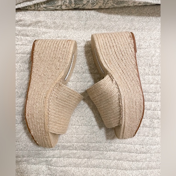 Zara cream woven platform slip on sandals size 10 women’s 41 - Picture 1 of 9